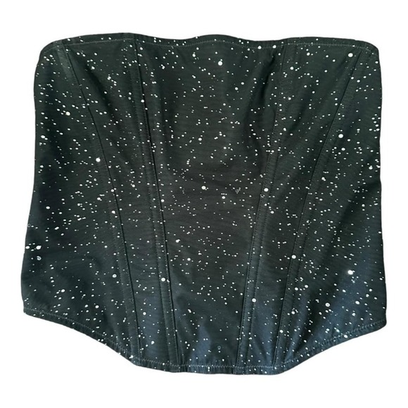 Corset Black w/ Silver glitter By Auden Intimates sexy whimsy goth grunge top - Picture 1 of 8